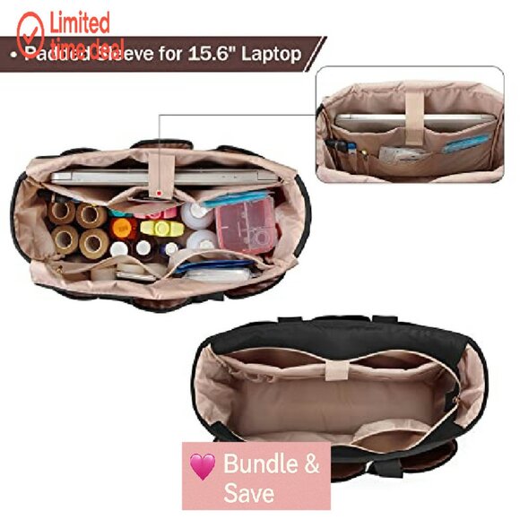 Large Capacity Nurse Tote Bag with Padded Laptop Sleeve & Multiple Pockets - Picture 3 of 7